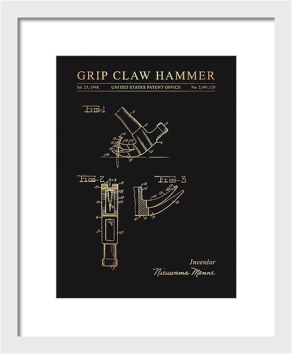 Grip Claw Hammer Gold Patent Us2491129a