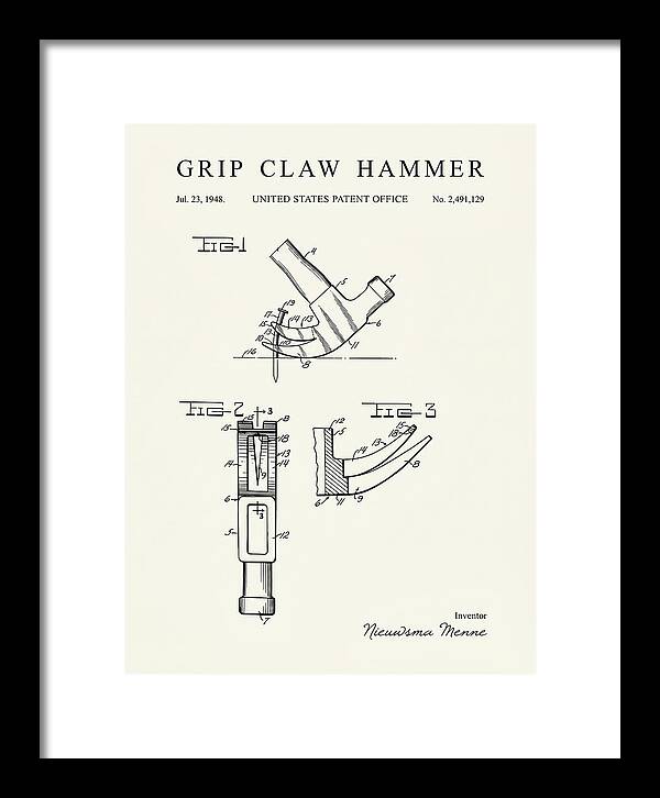 Grip Claw Hammer Minimalist Patent Us2491129a