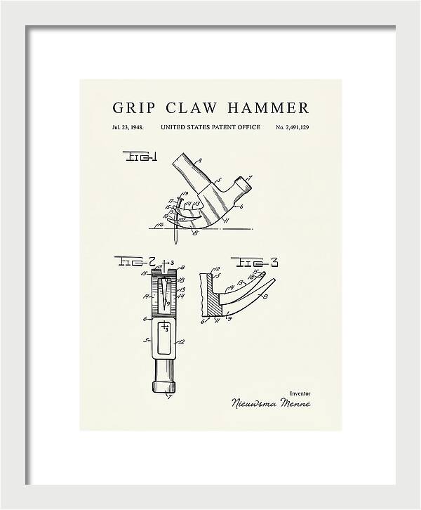 Grip Claw Hammer Minimalist Patent Us2491129a