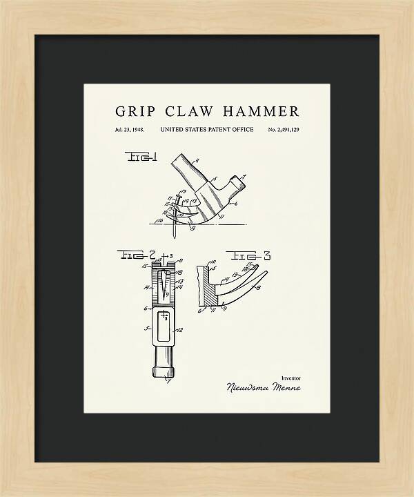 Grip Claw Hammer Minimalist Patent Us2491129a