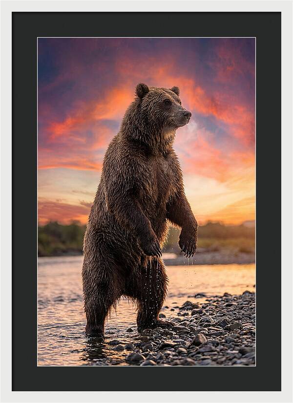 Grizzly Bear At Sunset