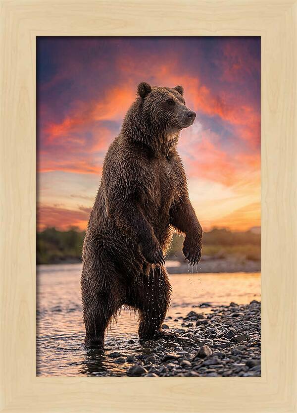 Grizzly Bear At Sunset