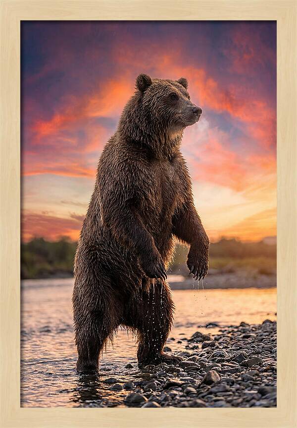 Grizzly Bear At Sunset