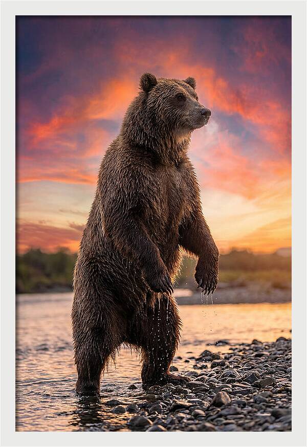 Grizzly Bear At Sunset
