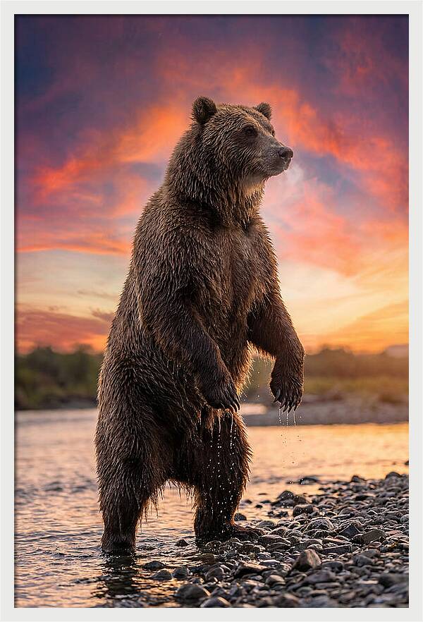 Grizzly Bear At Sunset