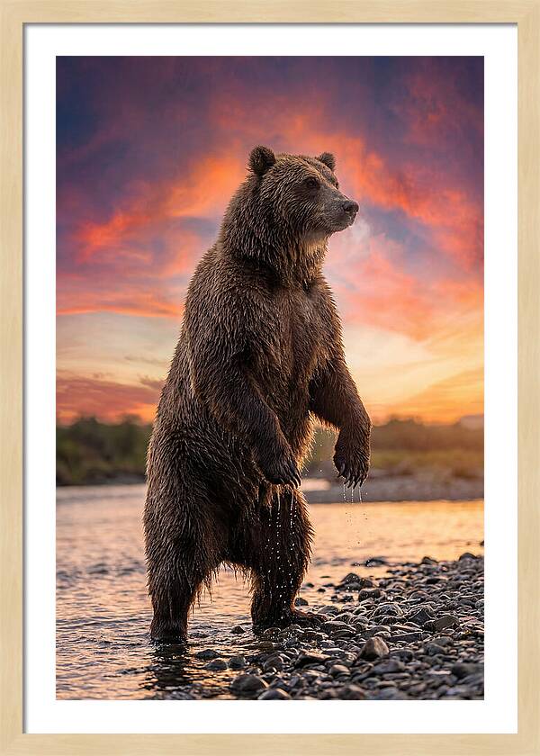 Grizzly Bear At Sunset