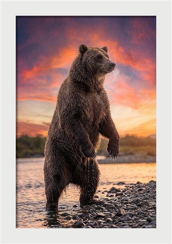 Grizzly Bear At Sunset