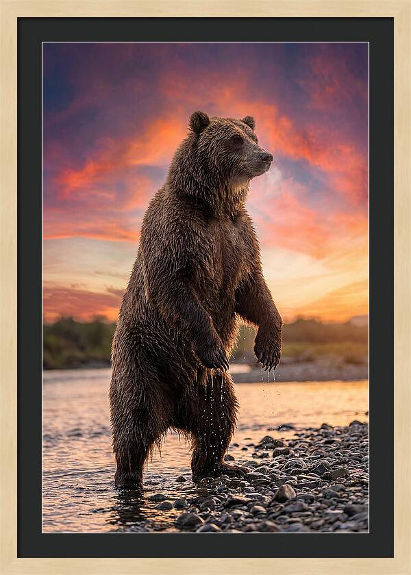 Grizzly Bear At Sunset