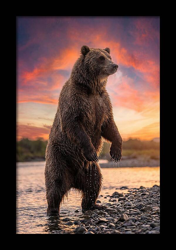 Grizzly Bear At Sunset