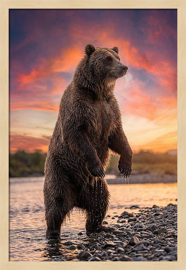 Grizzly Bear At Sunset