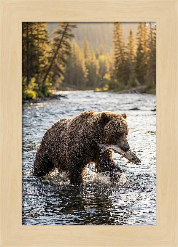 Grizzly Bear Fishing In Nature