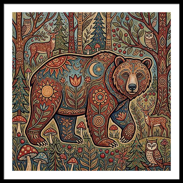 Grizzly Bear In A Whimsical Forest