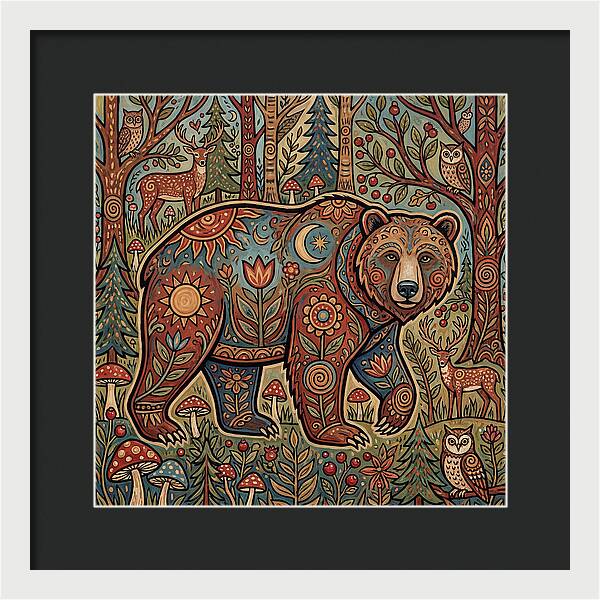 Grizzly Bear In A Whimsical Forest