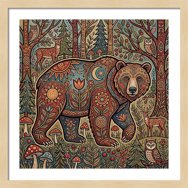 Grizzly Bear In A Whimsical Forest