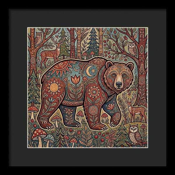 Grizzly Bear In A Whimsical Forest