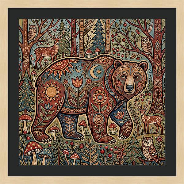 Grizzly Bear In A Whimsical Forest