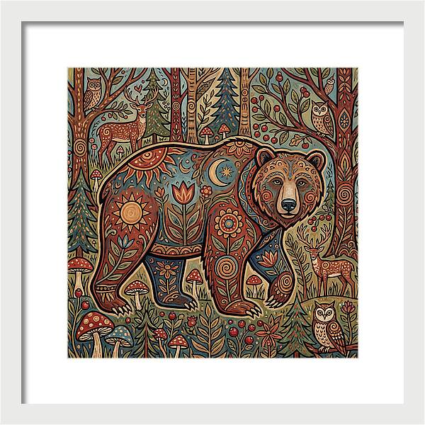 Grizzly Bear In A Whimsical Forest