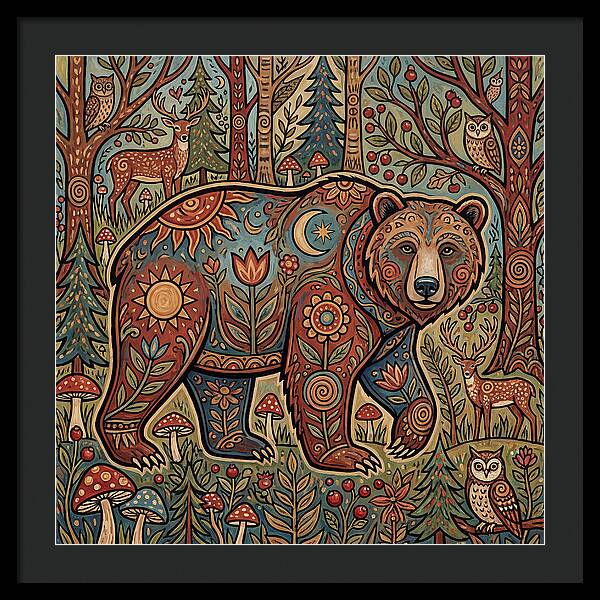 Grizzly Bear In A Whimsical Forest