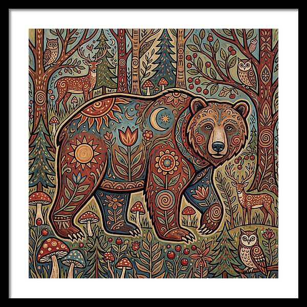 Grizzly Bear In A Whimsical Forest