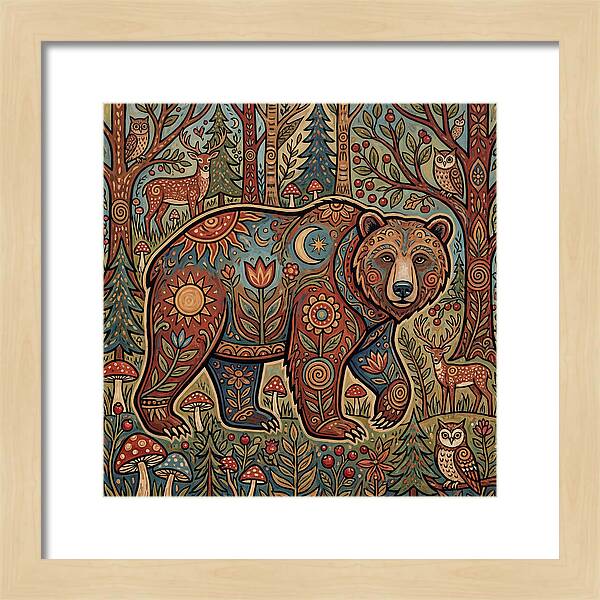 Grizzly Bear In A Whimsical Forest