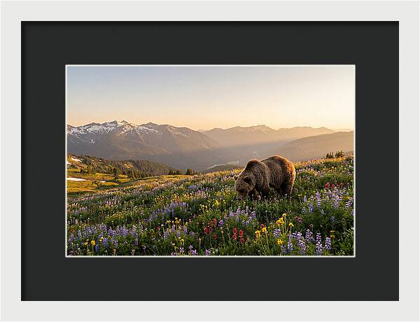 Grizzly Bear In Blooming Meadow