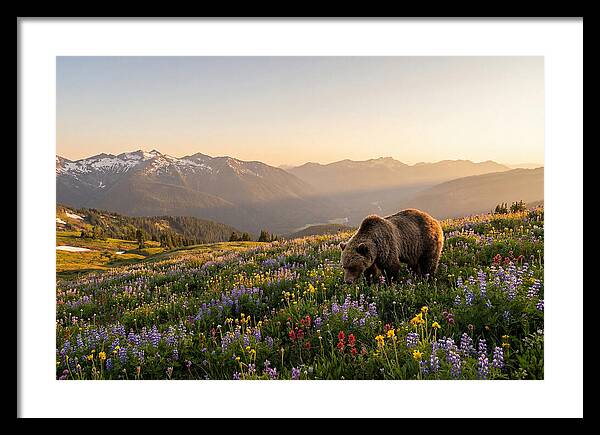 Grizzly Bear In Blooming Meadow