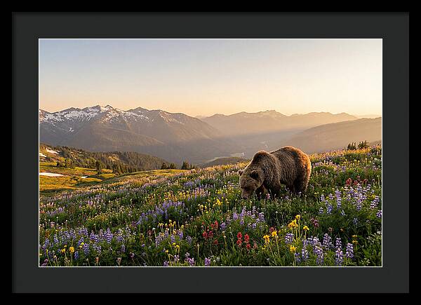 Grizzly Bear In Blooming Meadow