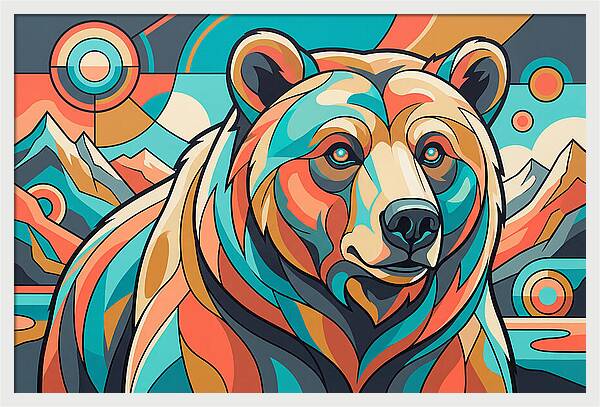 Grizzly Bear In Vibrant Colors