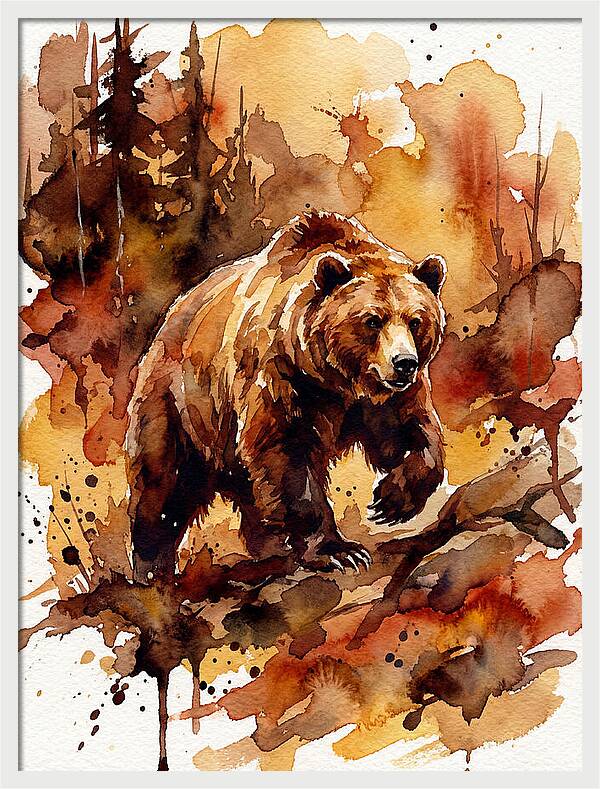 Grizzly Bear In Watercolor