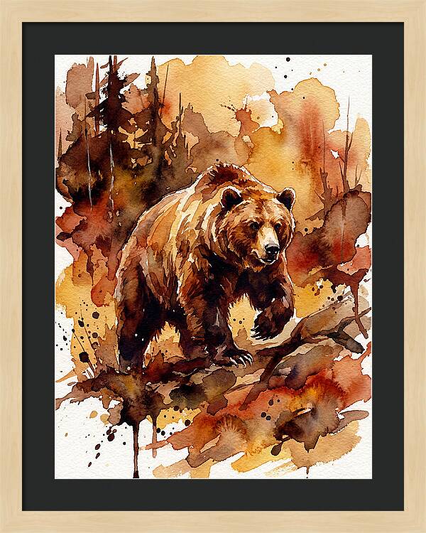 Grizzly Bear In Watercolor