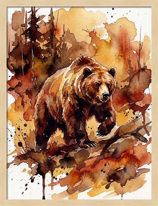 Grizzly Bear In Watercolor