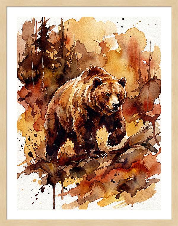 Grizzly Bear In Watercolor