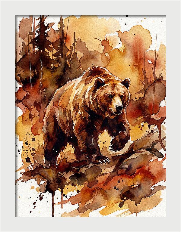 Grizzly Bear In Watercolor