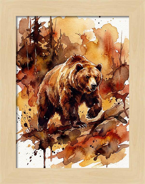 Grizzly Bear In Watercolor