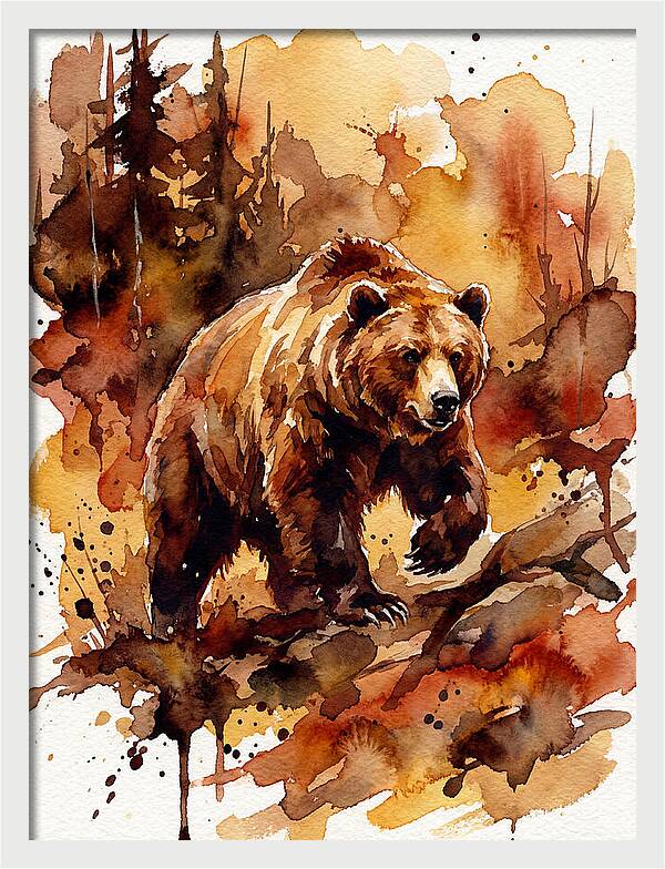 Grizzly Bear In Watercolor