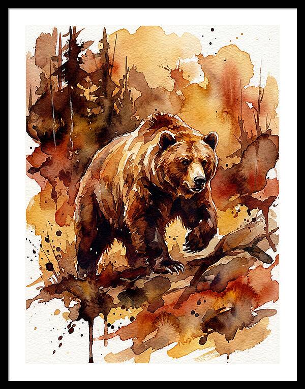 Grizzly Bear In Watercolor