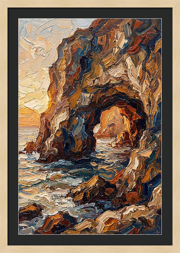 Grotto Carved Into Seaside Cliff