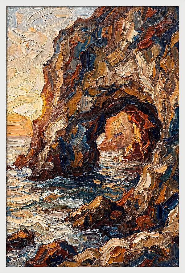 Grotto Carved Into Seaside Cliff