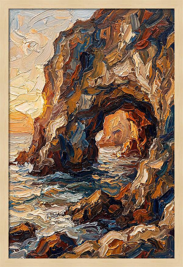 Grotto Carved Into Seaside Cliff