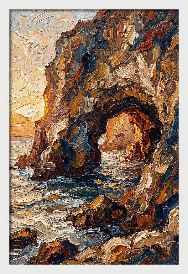 Grotto Carved Into Seaside Cliff