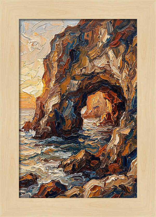 Grotto Carved Into Seaside Cliff