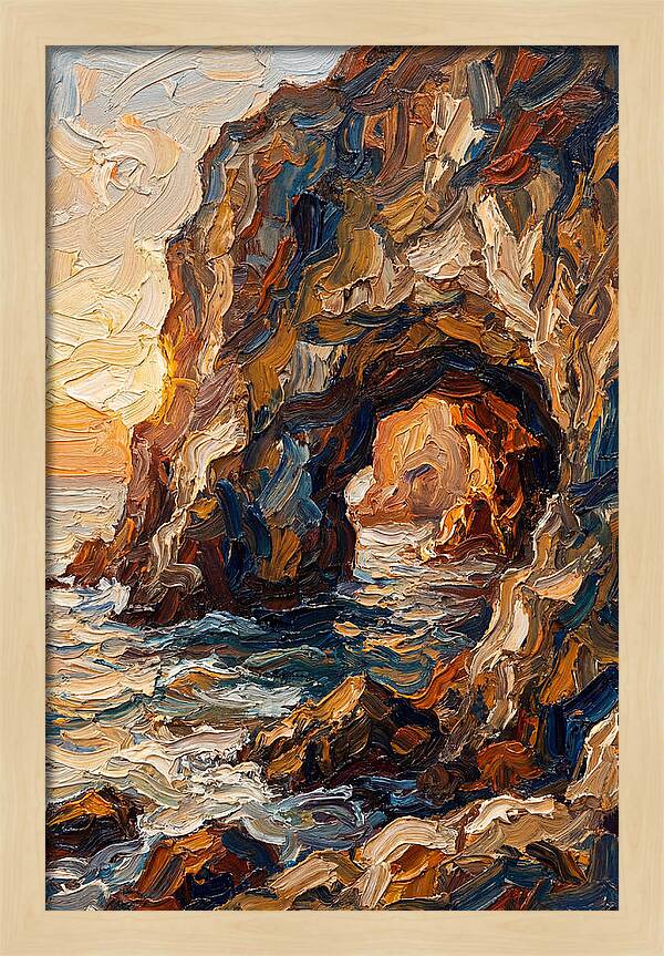 Grotto Carved Into Seaside Cliff