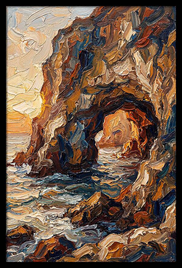 Grotto Carved Into Seaside Cliff