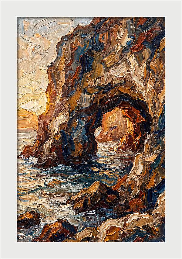 Grotto Carved Into Seaside Cliff
