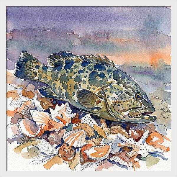 Grouper Among Seashells