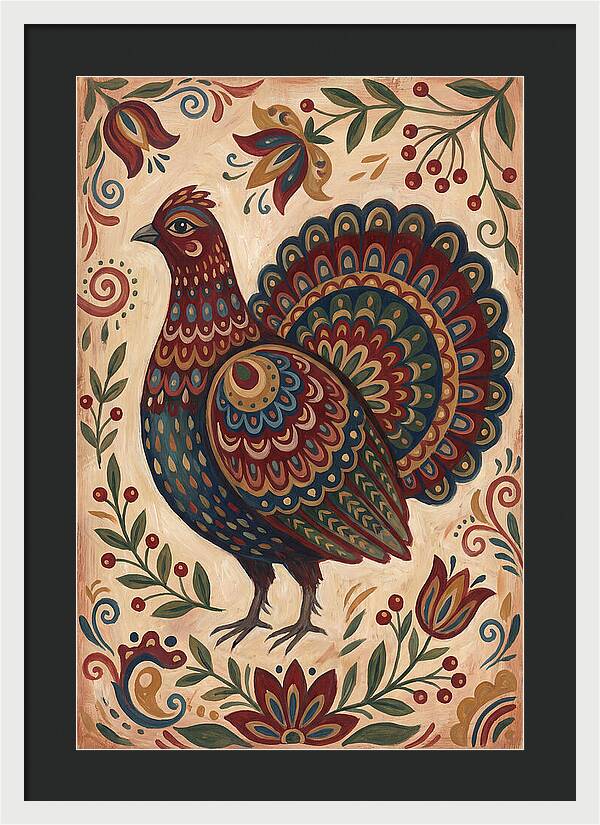 Grouse In Folk Art Style