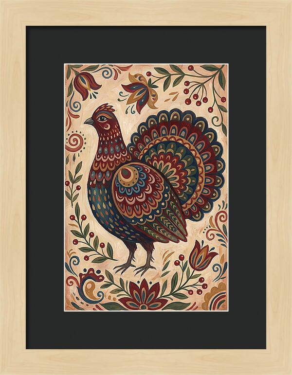 Grouse In Folk Art Style