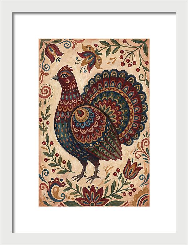 Grouse In Folk Art Style