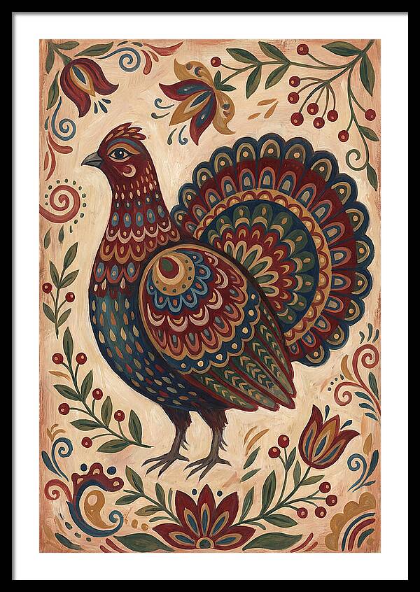 Grouse In Folk Art Style