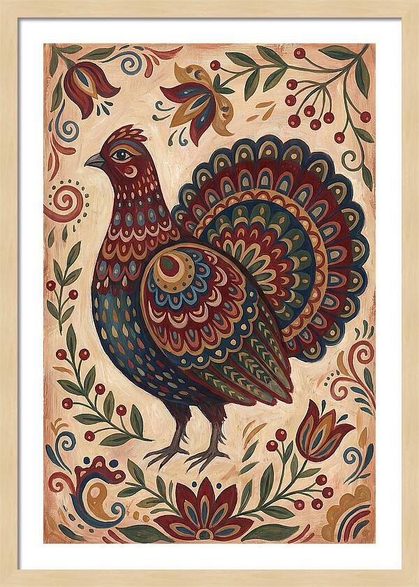 Grouse In Folk Art Style
